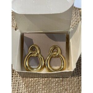VTG 1987 Avon Gold-Tone Opulent Swirl Pierced Earrings Original Box Chic Granny